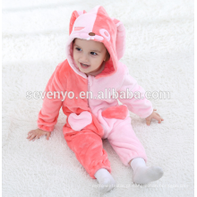 Macio bebê Flanela Romper Animal Onesie Pijamas Outfits Terno, desgaste do sono, bonito pano rosa, toalha de bebê com capuz